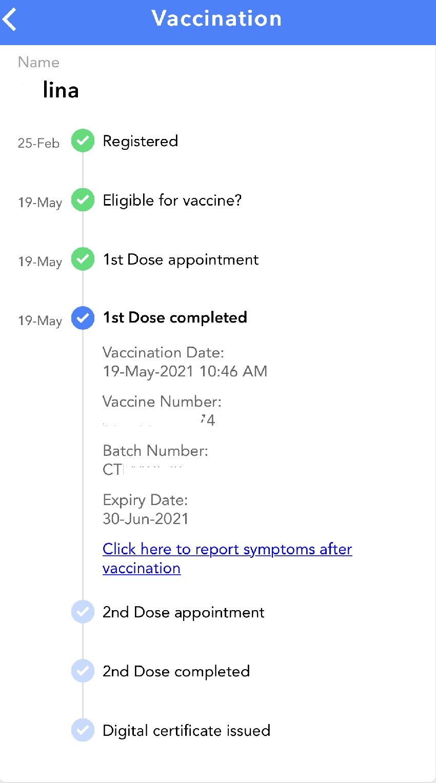 Vaksin semak tarikh temujanji Langkah Semakan